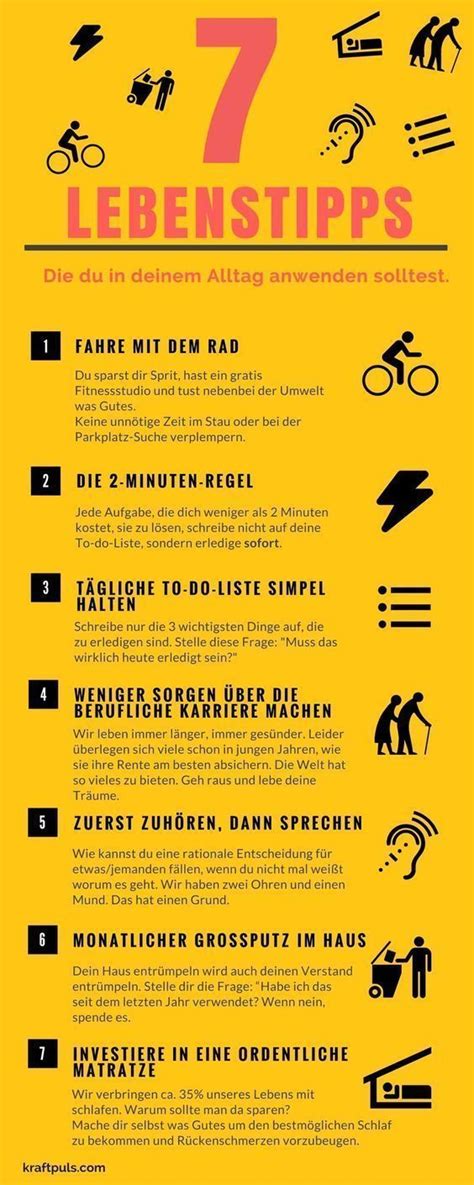 7 Lebenstipps Infografik für ein besseres Leben Gut leben Tipps