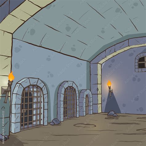 Cartoon Medieval Dungeon Background Vector Clip Art Illustration