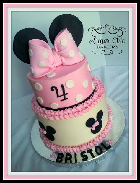 Buttercream Minnie Mouse Theme Cake With Fondant Detail CakeCentral