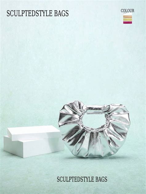 Pc Solid Color Pearl Luster Pu Pleated Clutch Bag With Fashionable