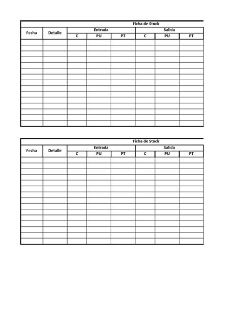 Ficha De Stock Pdf