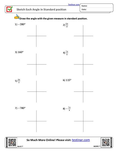 Sketch Each Angle In Standard Position Worksheets