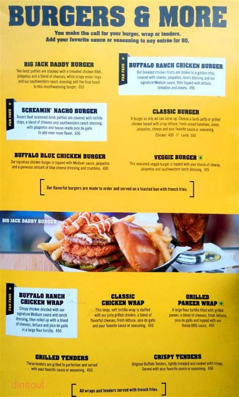 Menu of B-Dubs, Jubilee Hills, Central West Hyderabad | Dineout