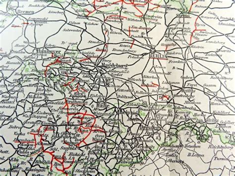 GERMAN RAILWAY MAP Rail Network Routes Chart Germany Transport Antique ...