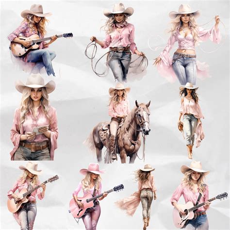 Watercolor Coastal Cowgirl Clipart Cowgirl Bachelorette Watercolor