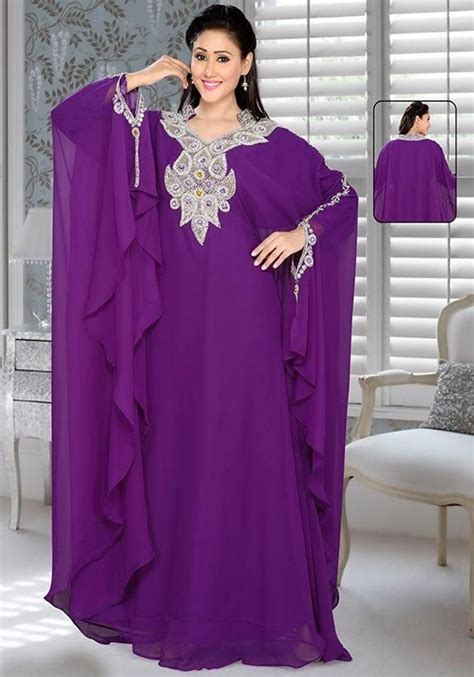 Purple Kaftan Embroidered Designer Farasha For Duai Style Etsy