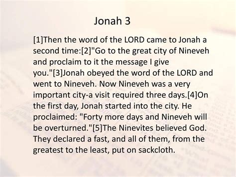 Jonah 3 1 Then The Word Of The LORD Came To Jonah A Second Time 2 Go