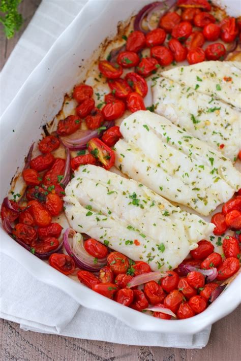 Roasted Cod With Tomatoes And Red Onion Olga S Flavor Factory