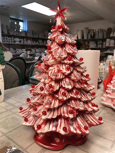 This Beautiful Red And White Ceramic Christmas Tree Reminds Me Of A