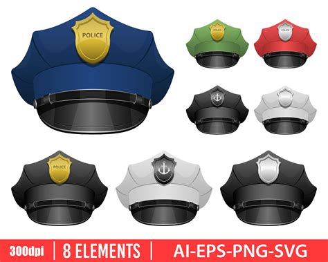 Police Officer Hat Clipart Vector Design Illustration. Police - Etsy