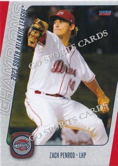 2023 Greenville Drive Champions Zach Penrod Rc Rookie Card Red Sox