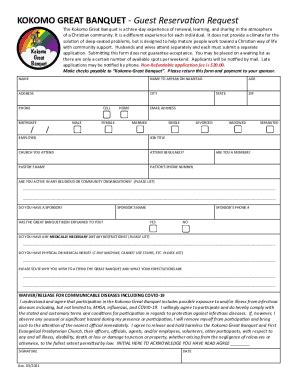 Fillable Online Kokomo Great Banquet Form Fill Out And Sign Printable