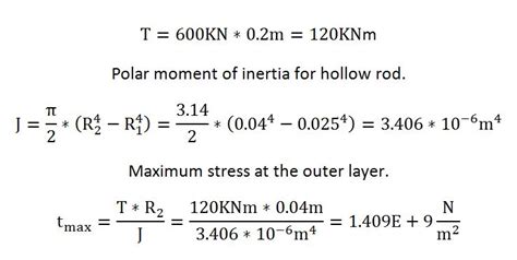 Calculation Example Torsional Moment Stress