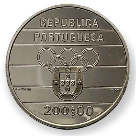 1992 200 Escudos Argent Portugal XXV Jeux Olympiques KM 640a BE