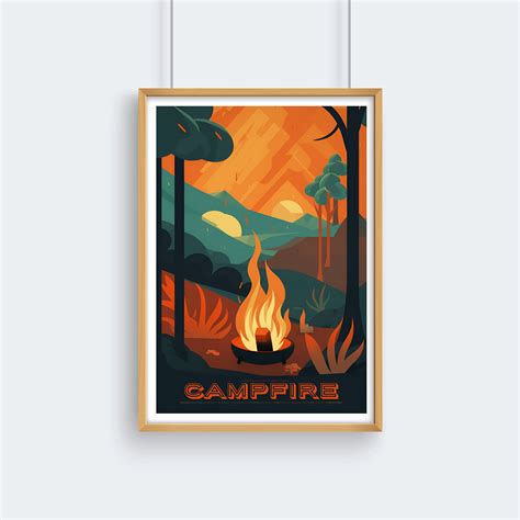 Digital Printable Campfire Wall Art For Campers Digital Print Travel