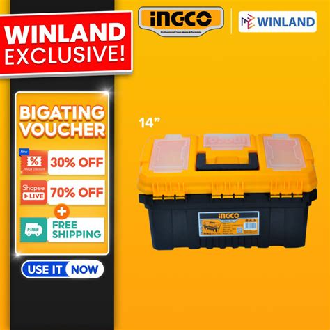 Ingco By Winland Plastic Tool Box Case Organizer With Removable Tray