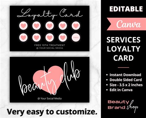 Editable Loyalty Cards Loyalty Card Loyalty Cards Diy Etsy