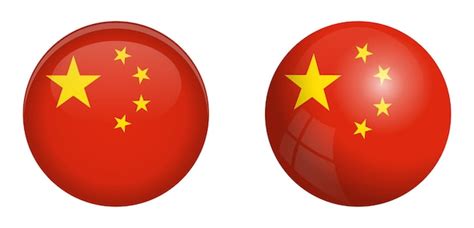 Premium Vector China Flag Under 3d Dome Button And On Glossy Sphere