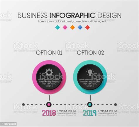 2가지 옵션이 있는 다채로운 인포그래픽 타임라인 벡터 3차원 형태에 대한 스톡 벡터 아트 및 기타 이미지 3차원 형태 개념