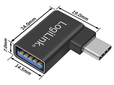 Adapter kątowy USB C SuperSpeed 5Gb s 3A OTG wtyk C gniazdo A LogiLink