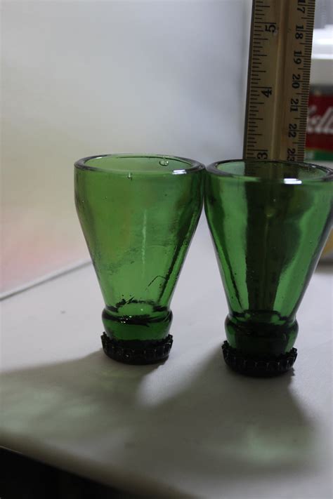 2 Vintage Green Shot Glasses With Lids Upsisde Down Etsy