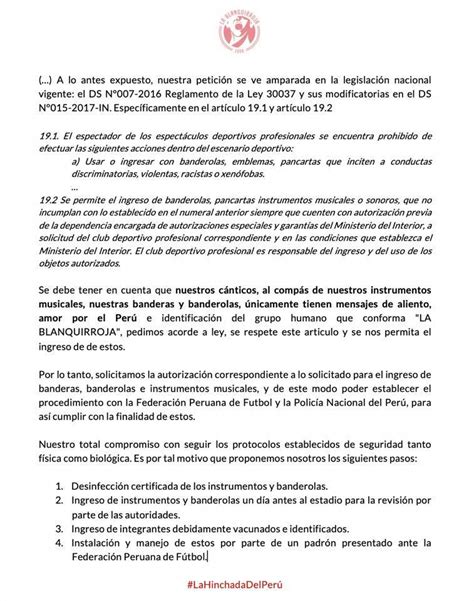 Perú Vs Chile Barra Oficial Solicita Al Gobierno La Entrada De Instrumentos Y Banderolas Al