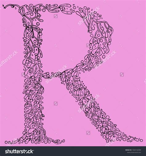 Flower Type Letter R Hand Drawn Stock Vector Royalty Free 1032132499 Shutterstock