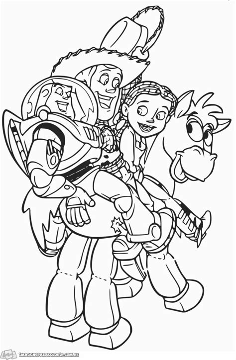 Toy Story Woody Buzz E Jessie Imagens Para Colorir