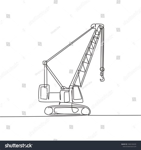 One Continuous Line Drawing Crane Truck Stock Vector (Royalty Free ...