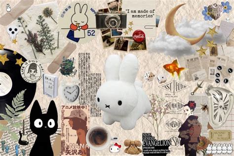 A Collage Of Various Items Including A Rabbit Moon And Other Things On