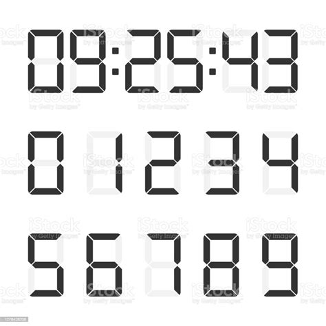 Vector Image Of Set Of Electronic Figuresdigital Clock Stock