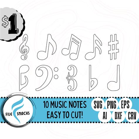 8 Musical Notes SVG Simple Music Notes Svg Files Sheet - Etsy