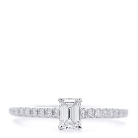 TIFFANY Platinum Diamond .36ct Emerald Cut Novo Engagement Ring 52 6 589036 | FASHIONPHILE