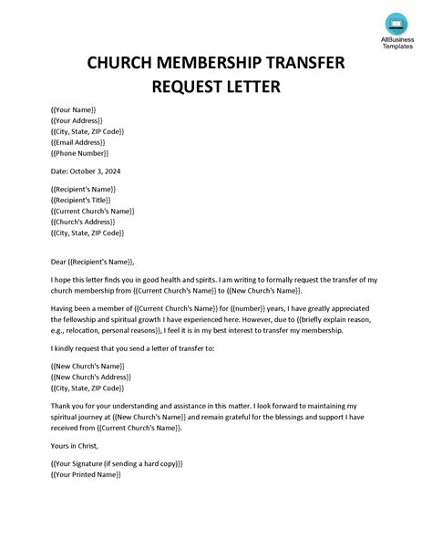 Church Membership Transfer Request Letter Templates At