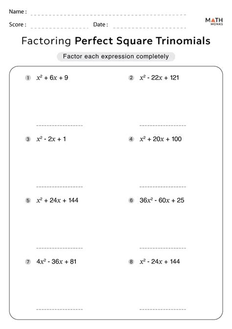 Factoring Trinomials Worksheets Math Monks Worksheets Library