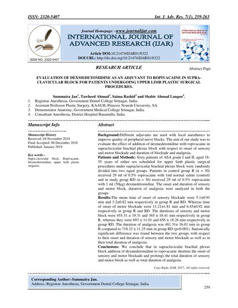 Pdf Evaluation Of Dexmedetomidine As An Adjuvant To Ropivacaine In