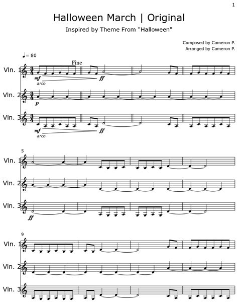 Halloween March Original Sheet Music For Violin