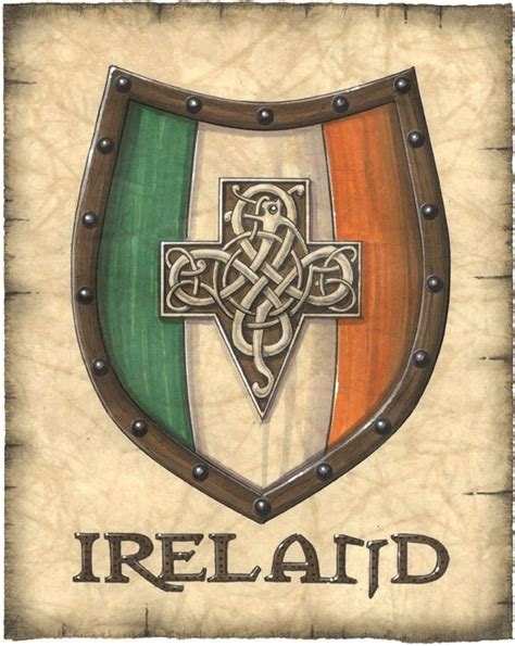 Ireland Crest Artwork 8 x 10 Celtic Patterns Ireland