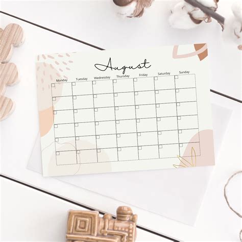 Undated Monthly Calendar Aesthetic Pink Printable 2022 Monthly