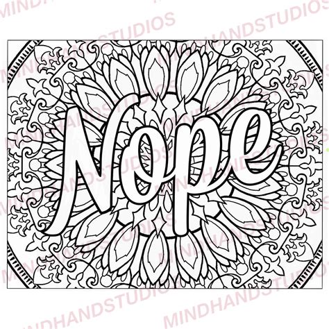 Coloring Page Nope Sassy Coloring Page Print And Color Etsy