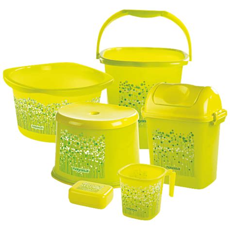 Buy Nayasa Funk Bathroom Set Dlx Bucket 25 Ltr Mug 15 Ltr Stool Soap Case Dustbin Tub