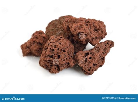 Porous Brown Volcanic Rock Isolated On White Background Lava Stone