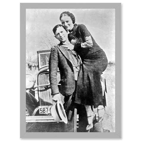 Clyde Barrow Gang Bonnie Parker Outlaw Criminal Photo Artwork Framed