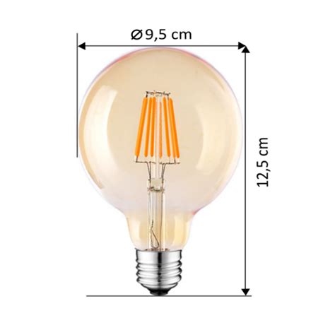 Round Led Amber Filament Bulb E27 8w Kosilight Uk