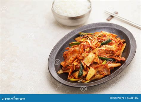 Pork Belly and Kimchi Stir Fry, Korean Food Stock Photo - Image of ...