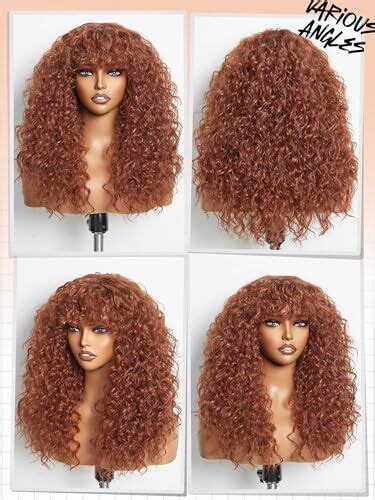 Gorgius Shaggy Haircuts Curly Wig With Bangs Ginger Brown Wigs Crafted