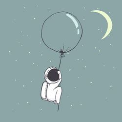 Cute Astronaut Keeps A Balloon Like Moon Vector Image