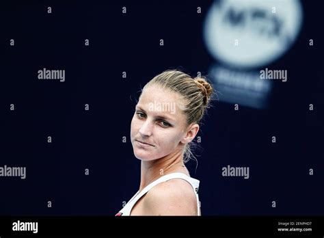 Czech Professional Tennis Player Karolina Pliskova Plays Against