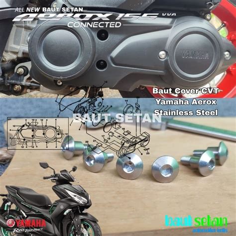 Jual Baut Cover Cvt Yamaha Aerox Stainless 6Pcs Shopee Indonesia