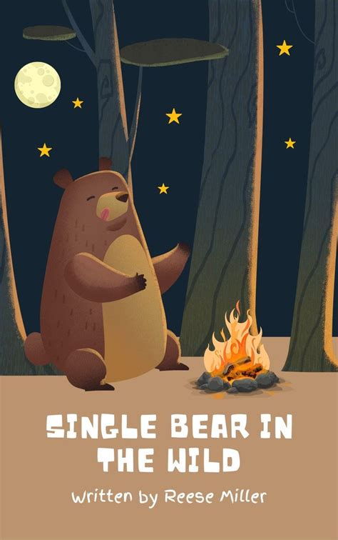 brown illustrated single bear  wild book cover book cover template
